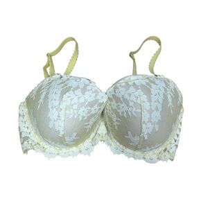 Victoria’s Secret Lace Bra 34DDD Green Sheer Lined Romantic Y2K Floral Coquette